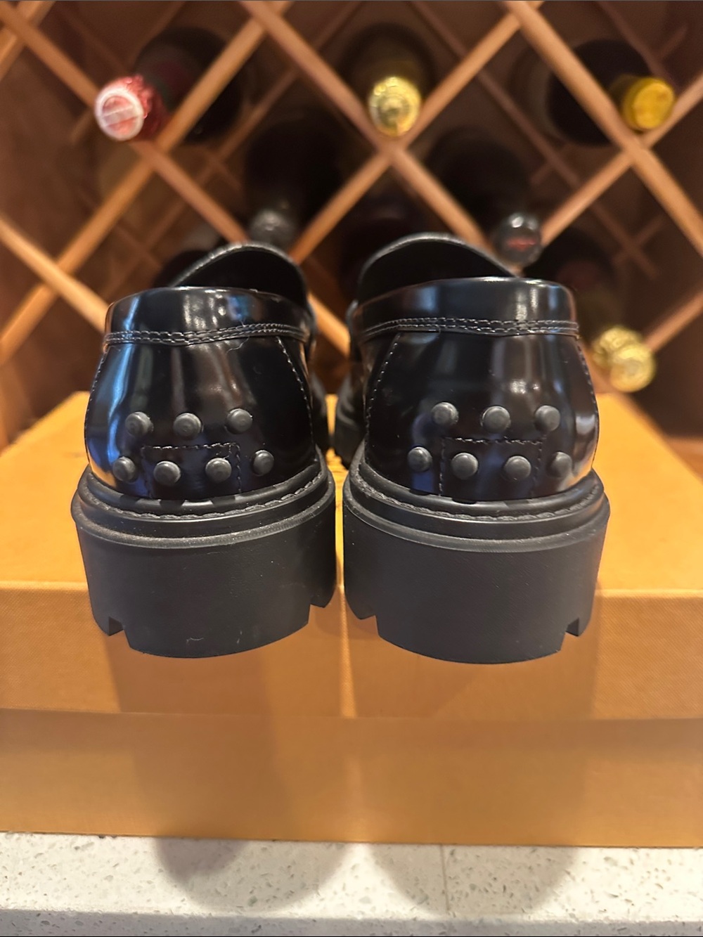 Tod's Black Leather Lug Sole Penny Loafers - Picture 2 of 11